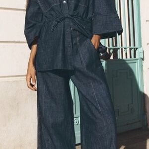 Zara Dark Blue Flare Baggy Jeans